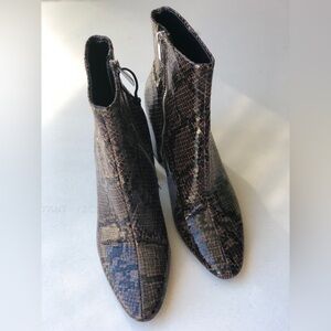 Zara Woman Womens 6.5 / 37 Shoes Brown Block Heeled Faux Snakeskin Ankle Boots
